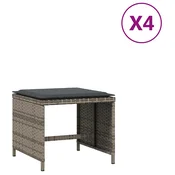 Vrtni taburei s jastucima 4 kom sivi 41x41x36 cm od poliratana