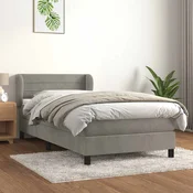 Box spring postelja z vzmetnico svetlo siva 80x200 cm žamet