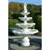 Casa Padrino baroque fountain boy with fish white A� 135 x H. 210 cm - Magnificent garden fountain in baroque style - Round garden decoration stone fountain - Baroque garden decoration
