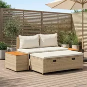 vidaXL Zunanja garnitura za sedenje z blazino s shranjevanjem 4 pcs
