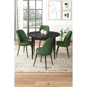 Hanah Home Set Trpezarijski sto i 4 stolice, Zeleno-crni
