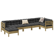 7-dijelni set vrtnih sofa od impregnirane borovine s jastucima