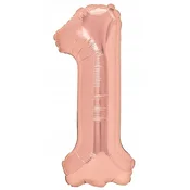 PartyPal Folija balon številka ENA 1 roza zlata, 100 cm
