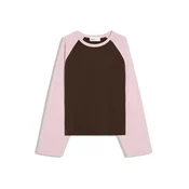 Bershka Majica temno rjava / roza