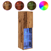 MAISON CHIC TV omarica - TV stojalo - Televizijska omarica z LED lučkami starinski les 30,5x30x102 cm, (21700274)