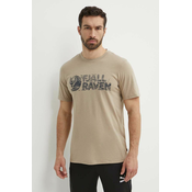 Majica kratkih rukava Fjallraven Lush Logo T-shirt za muškarce, boja: bež, s tiskom, F12600219