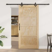 vidaXL Drsna vrata 93 x 202 cm Inženirski les Naravna in črna