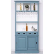 Casa Padrino country style solid wood bar cabinet blue/white 103 x 36 x H. 210 cm - Solid wood wine cabinet in country style - Solid wood bar furniture - Country style bar furniture
