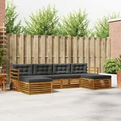Setovi sofa 6 pcs Prirodna i antracit Cvrsto drvo akacije