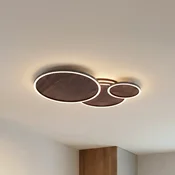 Lucande LED stropna svetilka Orven, črna/les, 80 cm, z možnostjo zatemnitve - Dnevna soba/jedilnica - Sodobni - črna, bela, les - Kovina