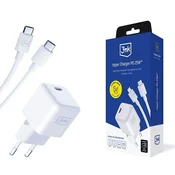 shumee 25W 3MK Power Delivery USB-C stenski polnilnik bele barve