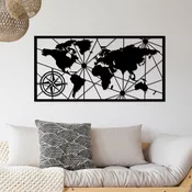 Wallxpert 891TNL1760 Zidna dekoracija World Map 2, 120x60cm, Crna
