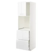 METOD / MAXIMERA Vis.el.pecn. s fiok/2front/2g.fioke, bela/Voxtorp v. sjaj bela, 60x60x200 cm