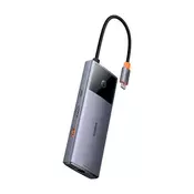 Baseus hub Series 2 USB 6u1 (USB-C/HDMI4K60Hz/USB-C(10Gbps)/USB-A(10Gbps)/RJ45/USB-C(PD) sivi