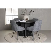 Venture Design Jedilna miza in stol komplet Bootcut Rosie, miza 110 cm, stoli 60x88x55 cm, črno siva