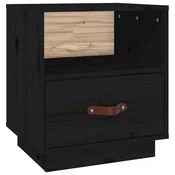 Vidaxl Nočna omarica črna 40x34x45 cm trdna borovina