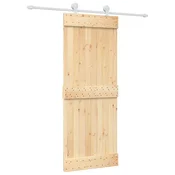 Vidaxl Drsna vrata Naravna in bela 80 x 210 cm Masiven borov les