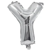 Folija balon v obliki črke v srebrni barvi – črka Y 32 cm