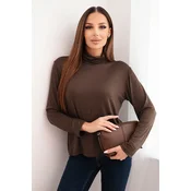 Kesi Włoski Womens viscose blouse with a turtleneck and long sleeves brown