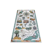 RugsX BAMBINO 61420 pralna preproga Potovanje, abeceda, številke, za otroke protizdrsna - kremna/zelena 140x190 cm, (5000359037)