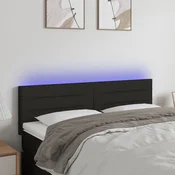 Vidaxl vidaXL Vzglavje postelje z LED diodo črno 144x5x78/88 cm blago