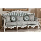 Casa Padrino luxury baroque sofa green/beige/white/silver - Magnificent living room sofa with elegant pattern - Baroque furniture - Luxury living room furniture in baroque style