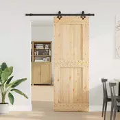 vidaXL Drsna vrata NARVIK Naravna in črna 85 x 210 cm (152,5 cm)
