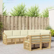 Setovi sofa s jastukom 8 pcs Bijela i krem Cvrsto drvo akacije