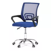 Autronic Pisarniški stol cover blue MESH fabric and MESH mesh, height adjustable, chrome-plated metal cross (KA-L103 BLUE)