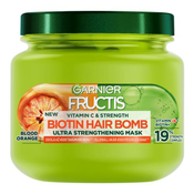 Garnier Fructis Vitamin & Strength Biotin Hair Bomb maska za lase šibki in oslabljeni lasje izpadajoči lasje 320 ml za ženske