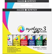 Daler Rowney System3 Set akrilnih barv Starter Set 6 x 29,5 ml