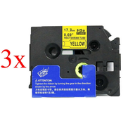 Komplet Brother HSe-641/HS-641/PT/P-Touch 17,7mm, termoskrčljivi (heat shrink tube), kompatibilni trakovi (cevi) (3) - črn izpis/rumen trak (cev)