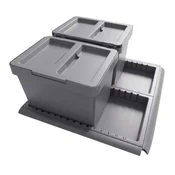 Siv plastičen koš za smeti 2x12 l za ločevanje odpadkov/izvlečni Metropolis Flip-up – Elletipi