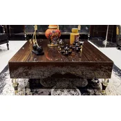Casa Padrino luxury coffee table dark brown/black/gold 110 x 110 x H. 40 cm - Square living room table - Living room furniture - Solid wood furniture - Luxury furniture - Luxury Quality