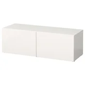 BESTA Regal z vrati, bela/Selsviken visoki sijaj/bela, 120x42x38 cm