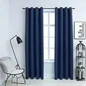 Greatstore Zatemnitvene zavese z obročki 2 kosa modre 140x175 cm