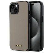 slomart Etui DKNY Grained Metal Logo MagSafe za iPhone 15 - bež