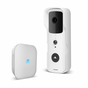 Smart Wi-Fi video doorbell set - battery-powered - MicroSD, FHD, PIR - white