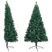 Vidaxl Umetna polovična novoletna jelka s stojalom zelena 210 cm PVC