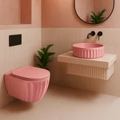 Set: Viseča WC školjka + Nadpultni umivalnik Rea Light Pink Matt