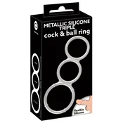 You2 Toys Metallic Silicone Triple cock and ball ring