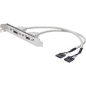 Digitus USB 2.0 priključni kabel [2x USB 2.0 vtič intern 5pol. - 2x USB 2.0 vtičnica A] 0.25 m bež z UL-certifikatom Digitus