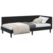 Vidaxl Kotna postelja z vzglavjem Črna 90 cm x 200 cm Žamet