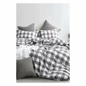 Belo-siva bombažna podaljšana posteljnina za zakonsko posteljo z rjuho 200x220 cm - Mila Home