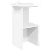 vidaXL Stranska miza Bela visok sijaj O 39,5 x 55 cm Inženirski les