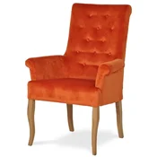 Casa Padrino Chesterfield Neo Baroque Dining Chair Orange/Natural - Kitchen Chair with Armrests - Dining Room Furniture - Chesterfield Furniture - Neo Baroque Furniture