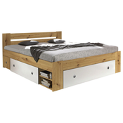 Boxxx POSTELJNA GARNITURAx, leseni material bela, hrast