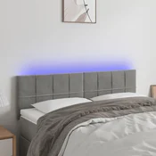 Vidaxl vidaXL Vzglavje postelje z LED svetlo sivo 144x5x78/88 cm žamet