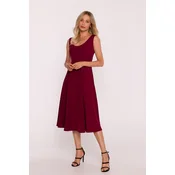 Elegantna ženska midi obleka brez rokavov - bordo