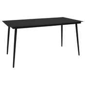 Vrtni blagovaonski stol crni 190 x 90 x 74 cm celik i staklo